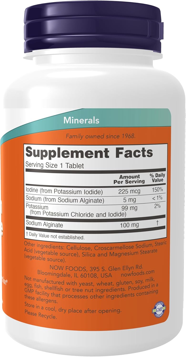 NOW Foods Supplements, Potassium plus Iodine, 180 Tablets