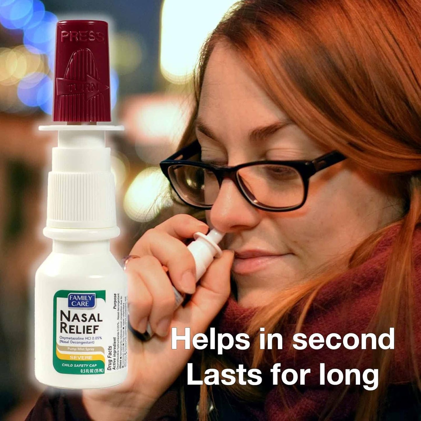 Nasal Relief Spray, Pump Mist, Anti-drip, Severe Congestion, (Oxymetazoline HCI) 12 Hours