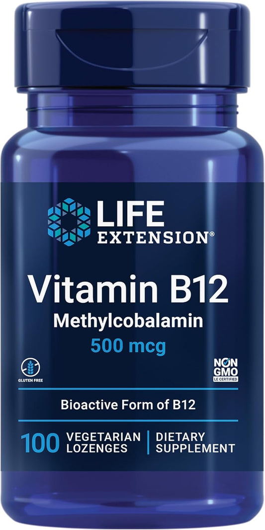 Life Extension Vitamin B12, Methylcobalamin, 500 mcg, 100 Vegetarian Lozenges