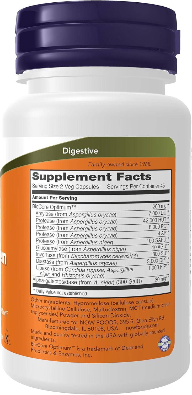 NOW Foods Supplements, Optimal Digestive System, Full Spectrum Enzymes, 90 Veg Capsules