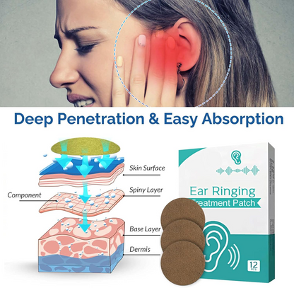 Tinnitus Relief Patches, Tinnitus Relief for Ringing Ears, Natural Herbal Formulation Tinnitus Treatment Patches for Hearing Loss & Eār_āche Relieves, Improves Hearing & Boost Blood, 12 PCS