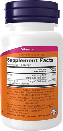 NOW Foods Supplements, Vitamin B-12 5,000 mcg, 60 Lozenges now