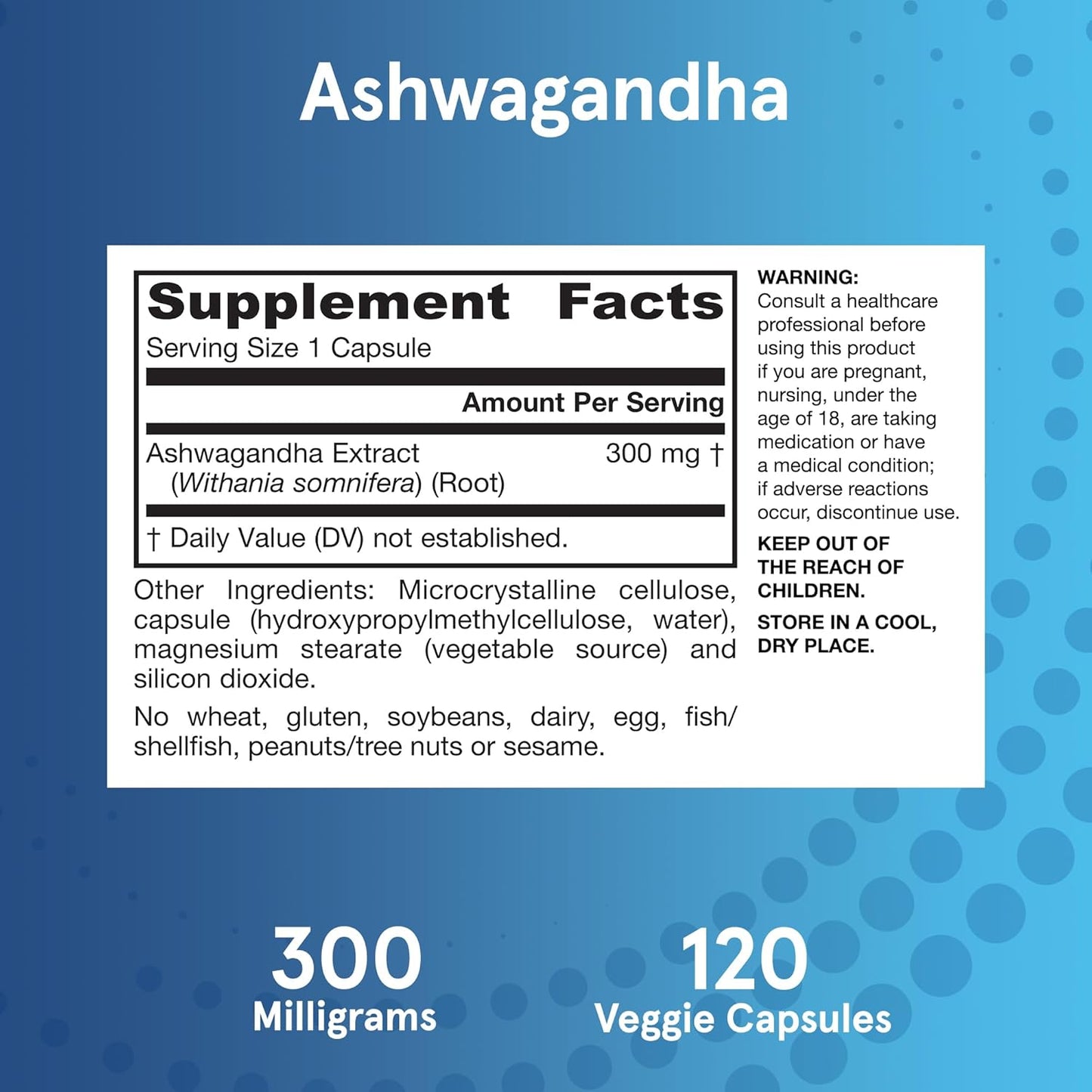Jarrow Formulas Ashwagandha Capsules, 300 mg Supplement Supports Normalized Resistance to Mental and Physical Stress, 120 Veggie Capsules, 60 Day Supply