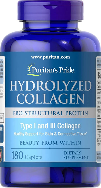 Puritans Pride Hydrolyzed Collagen Caplets, 1000 Mg, 180 Ct