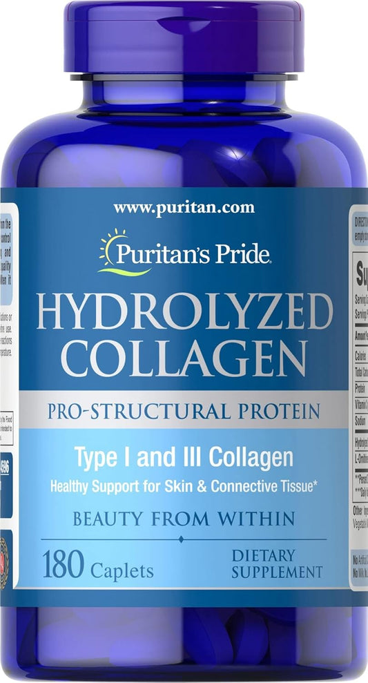 Puritans Pride Hydrolyzed Collagen Caplets, 1000 Mg, 180 Ct
