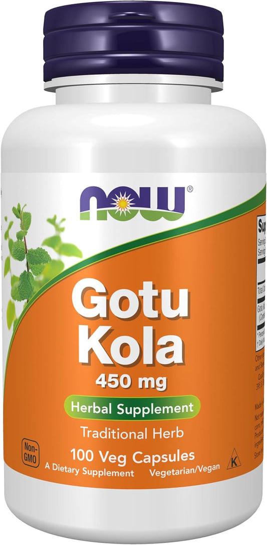 NOW Foods Supplements, Gotu Kola 450 mg, 100 Veg Capsules