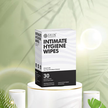 Skin Elements Intimate Hygiene Wipes | pH Balanced Wipes with Tea Tree Oil | Avoids Itching and Bad Odor | Pack of 30 Individually Wrapped Wipes