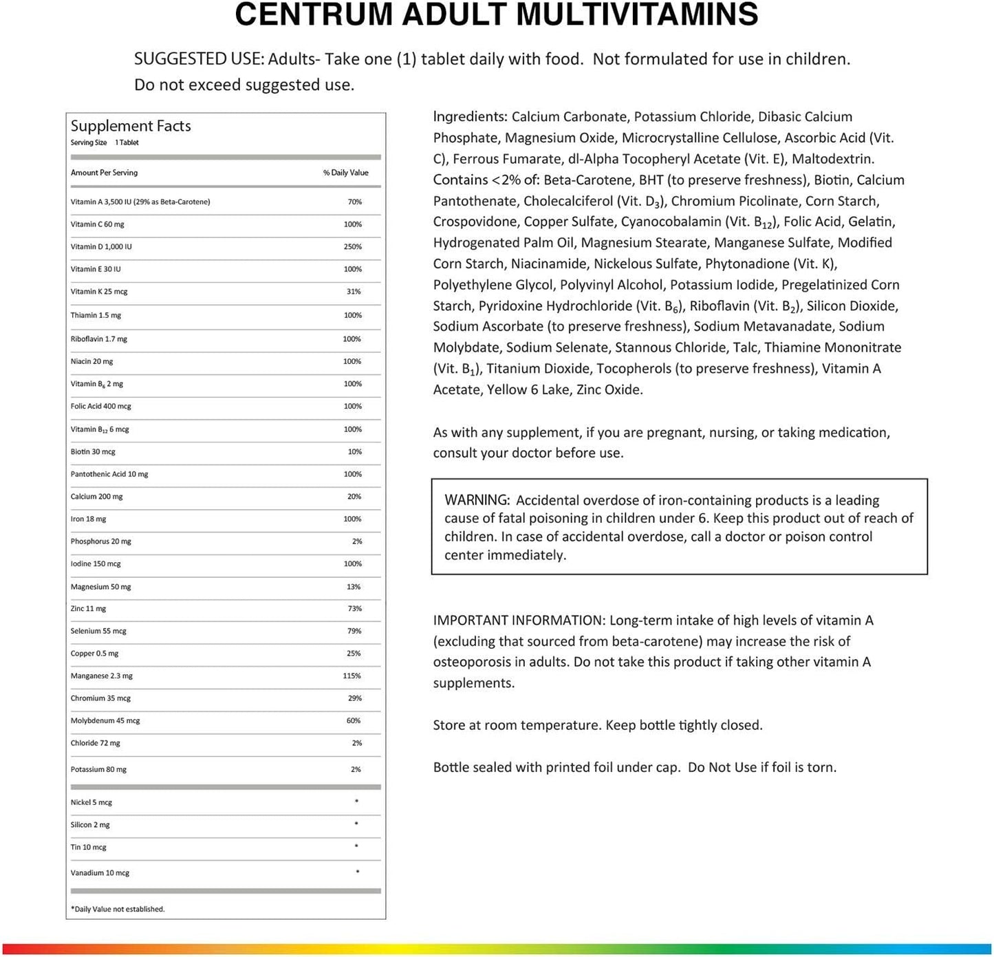Centrum Adults Multivitamin - 200 Count