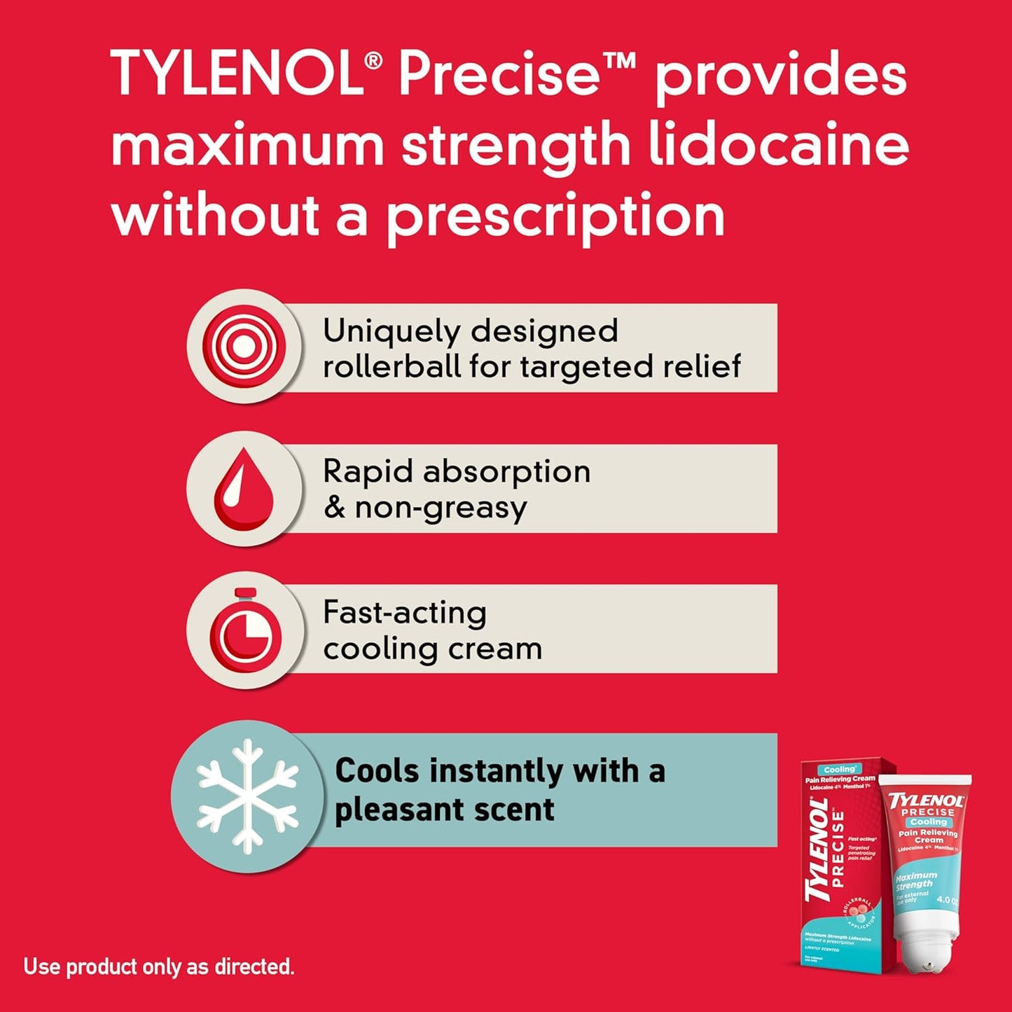 Tylenol Precise Cooling Pain Relieving Cream, Maximum Strength - 4 oz