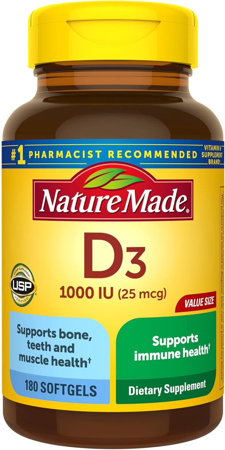 Nature Made Vitamin D3 1000 IU (25 mcg) 180 Softgels