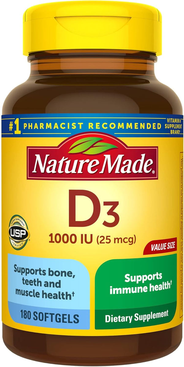 Nature Made Vitamin D3 1000 IU (25 mcg) 180 Softgels Nature Made