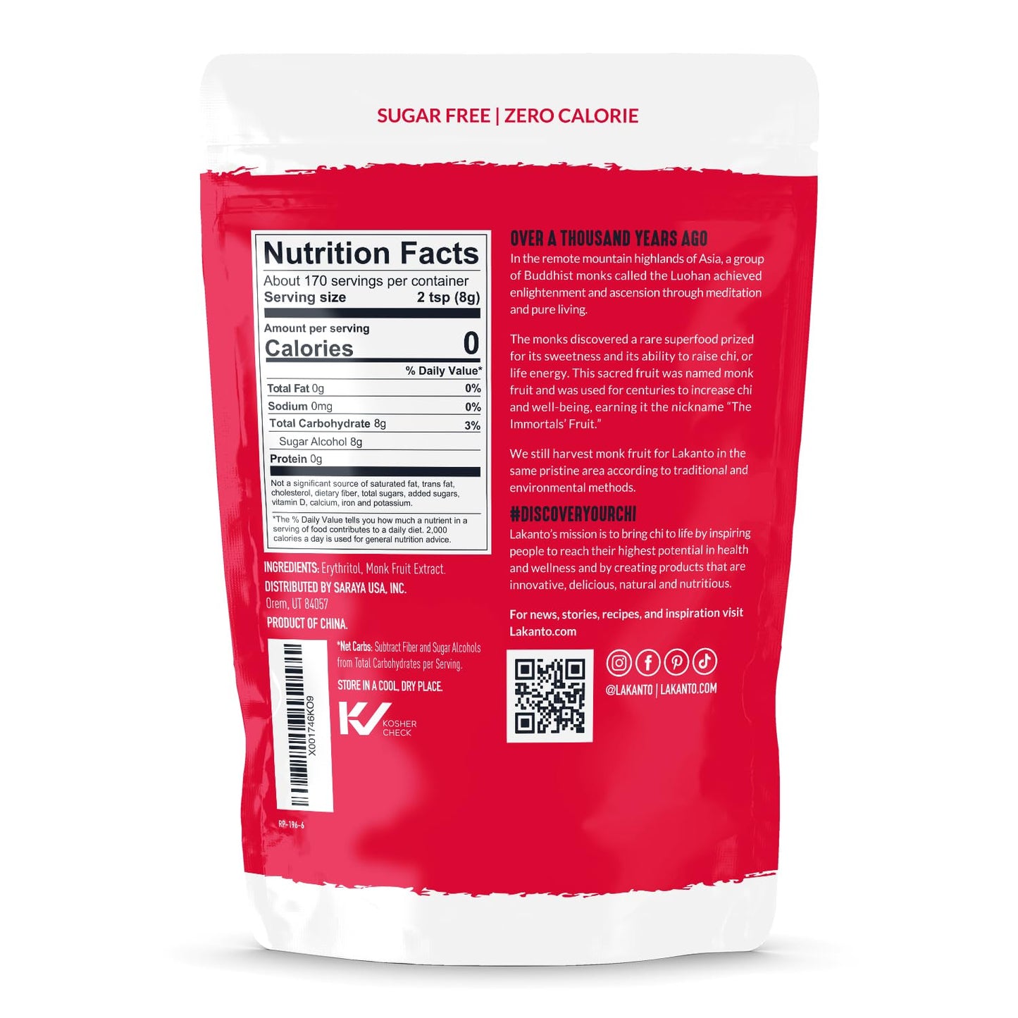 Lakanto Classic Monk Fruit Sweetener with Erythritol - White Sugar Substitute, Zero Calorie, Keto Diet Friendly, Zero Net Carbs, Baking, Extract, Sugar