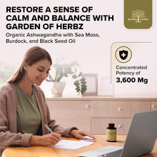 Organic Ashwagandha Root & Irish Sea Moss – 3,600 mg Ashwagandha Supplement -  60 Caps Garden of Herbz