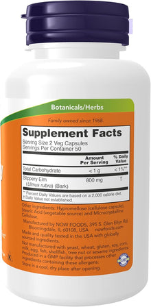 NOW Foods Slippery Elm 400mg 100 Capsules now