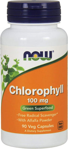NOW Foods Supplements, Chlorophyll 100 mg with Alfalfa Powder, Green Superfood, 90 Veg Capsules now