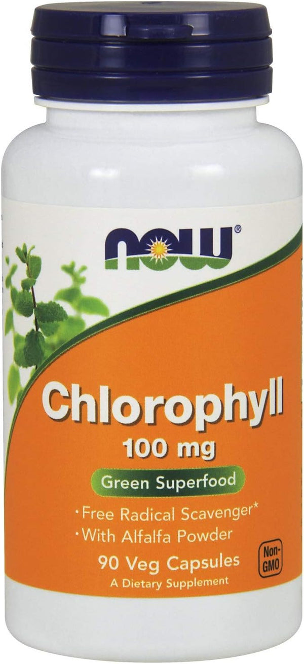 NOW Foods Supplements, Chlorophyll 100 mg with Alfalfa Powder, Green Superfood, 90 Veg Capsules now