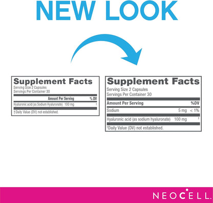 NeoCell Hyaluronic Acid, Helps Boost Skin Hydration, Fights Collagen Depletion 60 ct