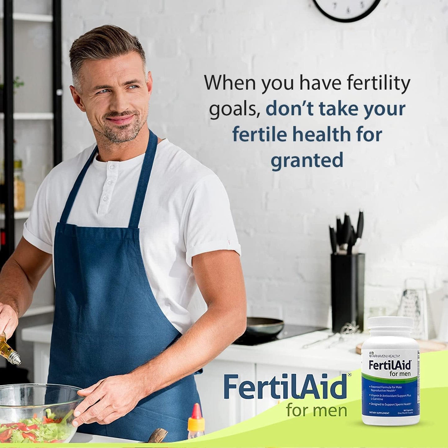 Fairhaven: FertilAid for Men - Male Fertility Supplement - Male Count and Motility Support - Targeted Fertility Ingredients and Men's Vitamin Blend, 90 Capsules, 1 Month Supply