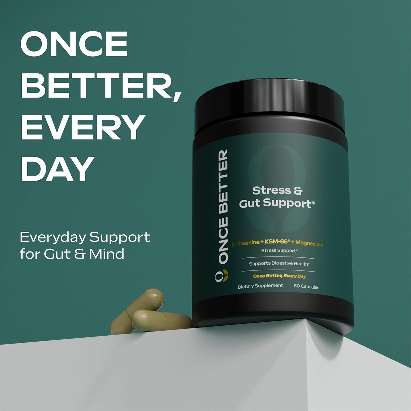 Once Better™️ Stress & Gut Support Supplement – 60 Capsules - Men & Women