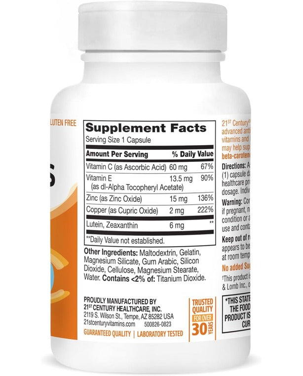 21st Century Healthy Eyes Lutein and Zeaxanthin Capsules, 60 Count