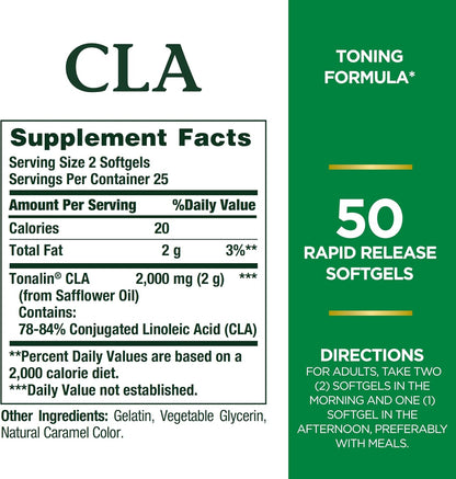 Nature’s Bounty Tonalin CLA 1000 mg, 50 Rapid Release Softgels