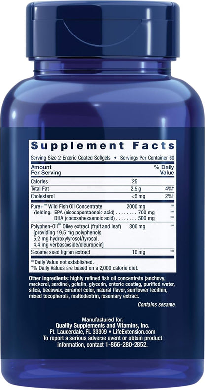 Life Extension Super Omega-3 EPA/DHA Fish Oil, 120 Enteric-Coated Softgels