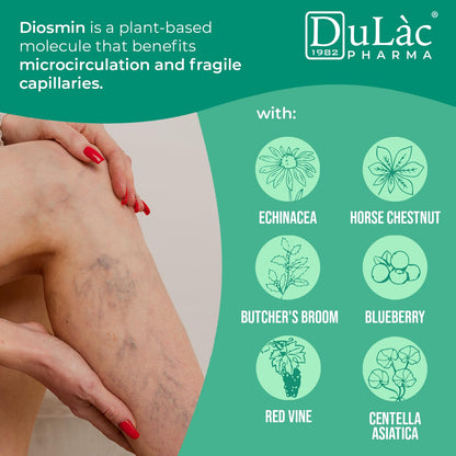 Dulàc Varicose Veins Treatment for legs, Cream for Circulation, Cooling Effect Diosmin and Horse Chestnut Cream for leg swelling relief - Relaxing Leg Cream