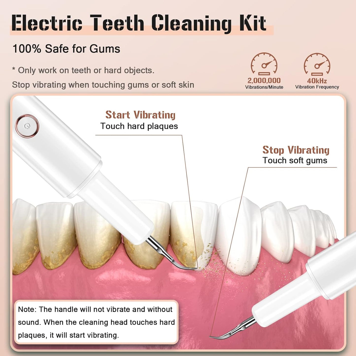 JEEBOX Plaque Remover for Teeth, Electric Tooth Cleaner Tartar Remover for Teeth, Teeth Cleaning Kit Dental Tools with 4 Adjustable Modes & 2 Replaceable Heads & Oral Mirror & LED Light