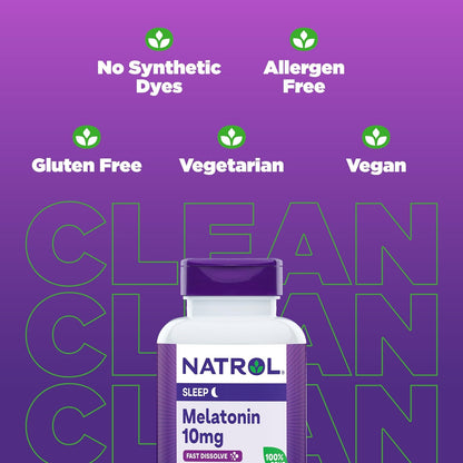 Natrol Fast Dissolve Melatonin 10 mg, 100 Strawberry-Flavored Melatonin Tablets