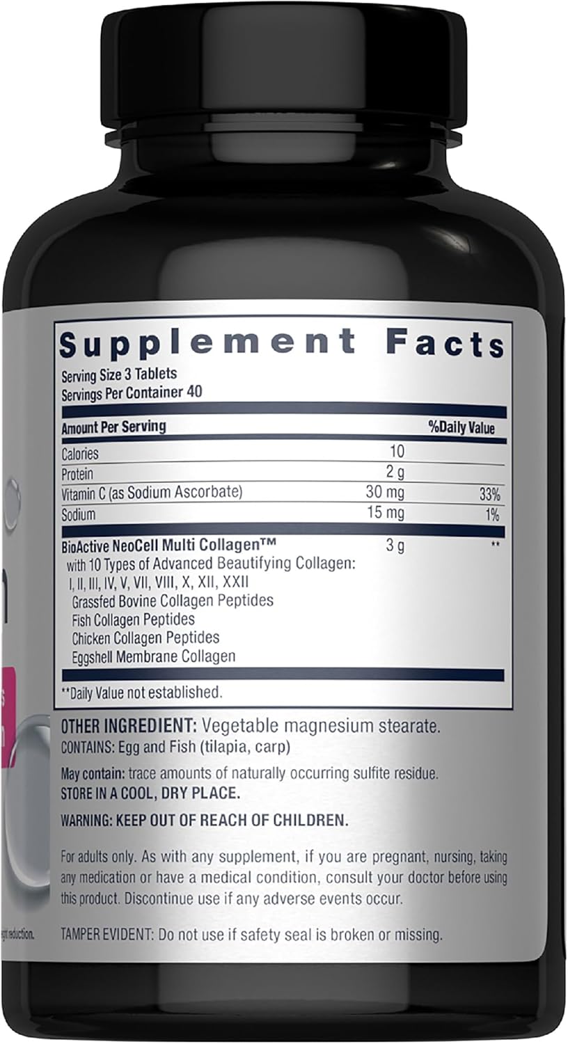 NeoCell Advanced Multi Collagen Peptides | 10 Types of Collagen | 120 Tablets