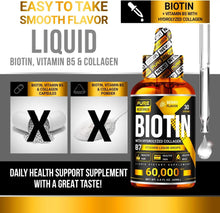 PURE RESEARCH Liquid Biotin & Collagen Hair Growth Drops 50,000 mcg Glowing Skin, Hair & Nail PURE RESEARCH