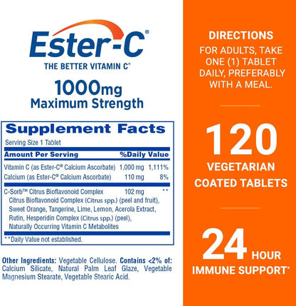 Ester-C Vitamin C, Immune Support Tablets, 1000 Mg, 120 Ct