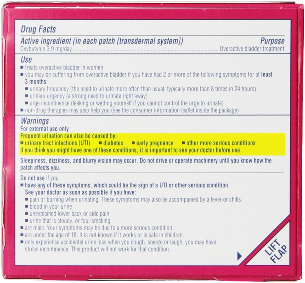 Oxytrol for Women Overactive Bladder Transdermal Patch, 8 Count