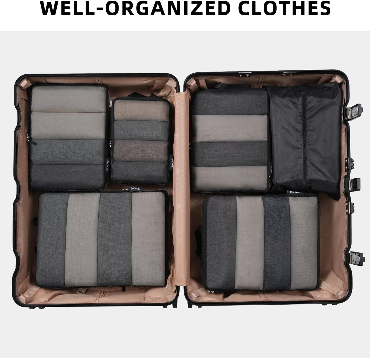 BAGAIL 4 Set/5 Set/6 Set Compression Packing Cubes Travel Accessories Expandable Packing Organizers