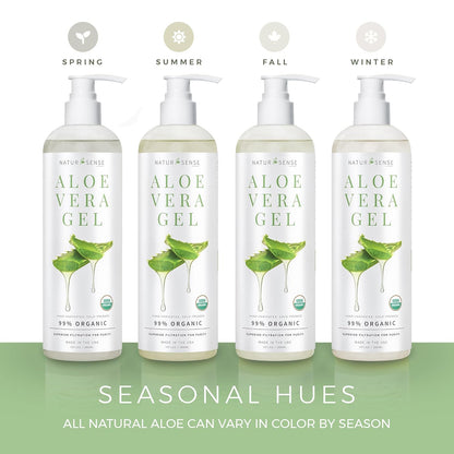 NTRSNS NaturSense Organic Aloe Vera Gel from 100% Pure Aloe–Great for Hair, Scalp, Face, Dry Skin, Acne, Sunburn, Sensitive Skin–Unscented, USDA Certified–12 oz.