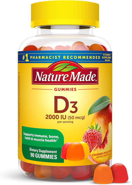 Nature Made Vitamin D3 2000 IU (50 mcg), 90 Gummies