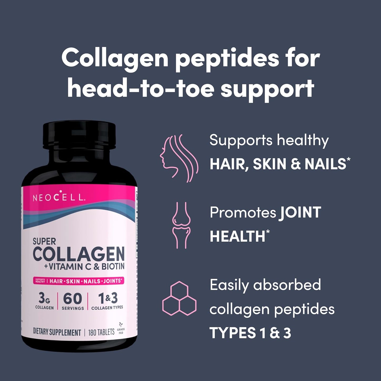 Neocell Super Collagen +Vitamin C & Biotin 180 ct