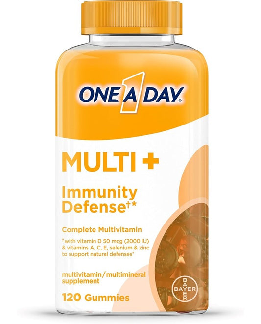 ONE A DAY Multi+ Immune Support Gummies, Immunity Multivitamin with Vitamin D, Vitamin C, Vitamin E, Vitamin A, Zinc and More, Gummy Vitamin, 120 Count