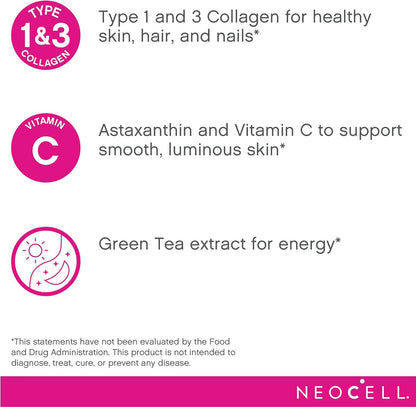 NeoCell Powder Astaxanthin, Vitamin C & Green Tea Rejuvenate & Energize Skin 1 & 3.