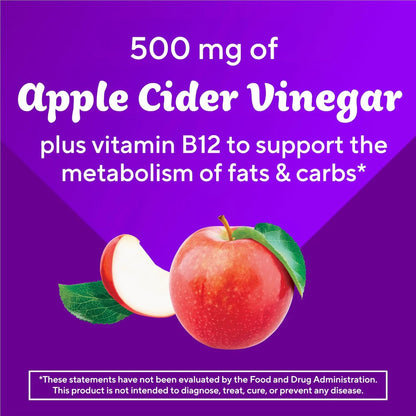 Vitafusion Apple Cider Vinegar Gummies 500mg Apple Cider Vinegar per Serving Plus B Vitamins, 60ct (30 Day Supply), Keto Friendly ACV