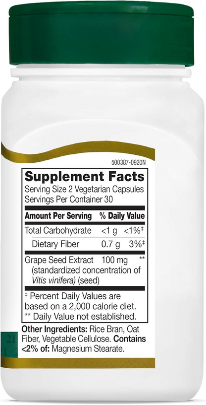 21st Century Grape Seed Extract Veg Capsules, 60 Count