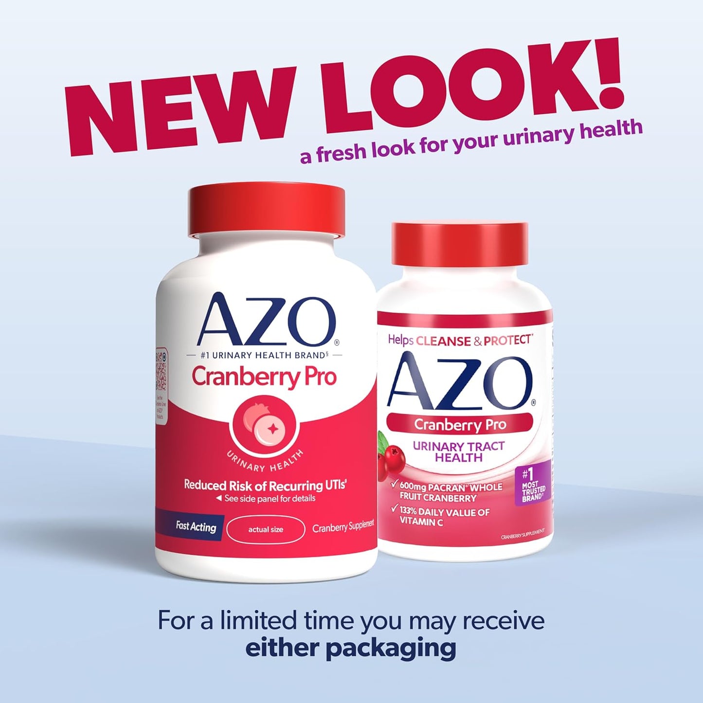 AZO Cranberry Pro Urinary Tract Health Supplement 600mg PACRAN, 100 Softgels