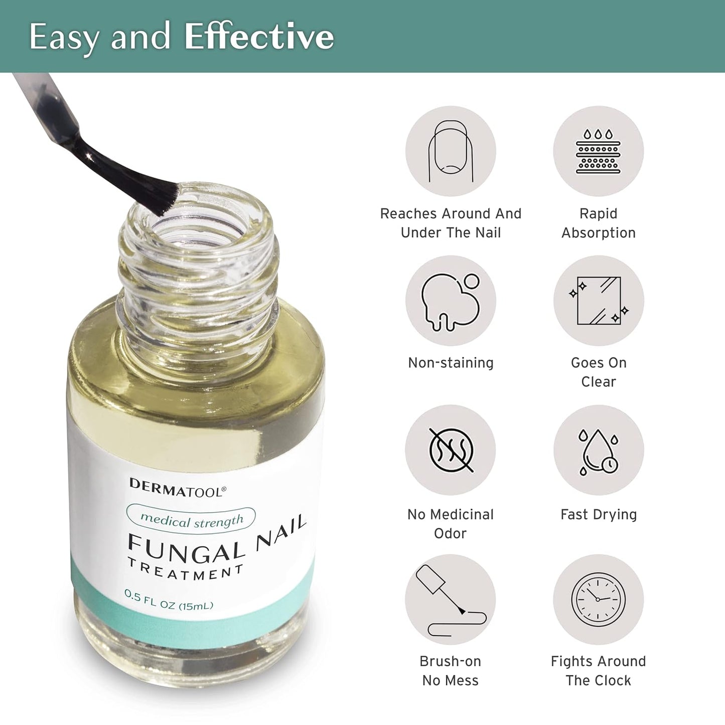 DERMATOOL Fungus Treatment for Toenail Extra Strength - Antifungal Solution and Fungal Nail Cure Under the Nail - Toe and Fingernail Repair for Damaged Discolored Thick Nails