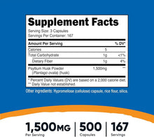 Nutricost Psyllium Husk 1500mg Per Serving, 500 Capsules - Non-GMO & Gluten Free Nutricost