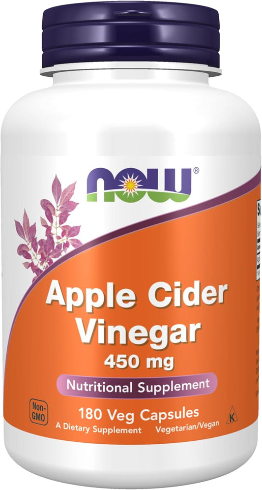 NOW Foods Supplements, Apple Cider Vinegar 450 mg, 180 Veg Capsules