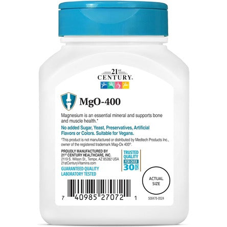 21st Century mgO 400 mg Tablets, 90 Count, Assorted