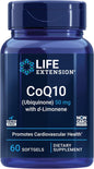 Life Extension Super-Absorbable CoQ10 (Ubiquinone) with d-Limonene, Heart Health Supplement, relieves General Fatigue, oxidative Stress Defense, 50 mg, Non-GMO, Gluten-Free, 60 softgels