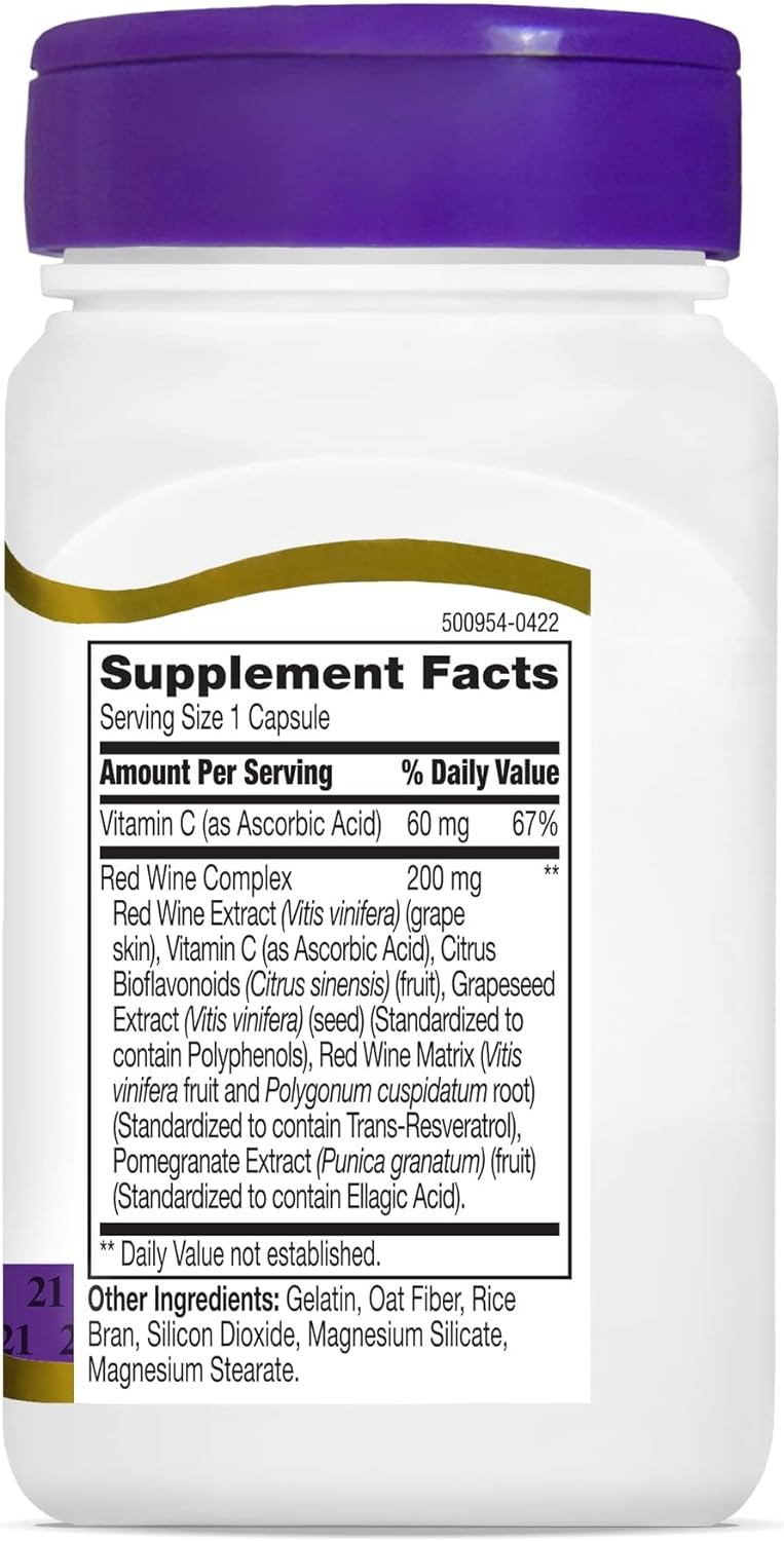 21st Century Resveratrol Red Wine Extract Capsules, 90Count