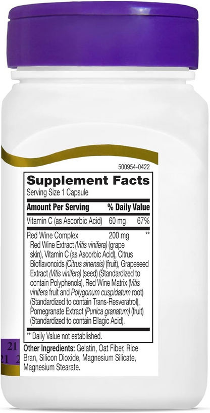 21st Century Resveratrol Red Wine Extract Capsules, 90Count