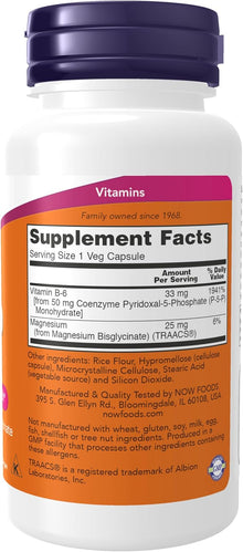 NOW Foods Supplements, P-5-P 50 mg with Coenzyme B-6 + Mg Bisglycinate, 90 Veg Capsules now